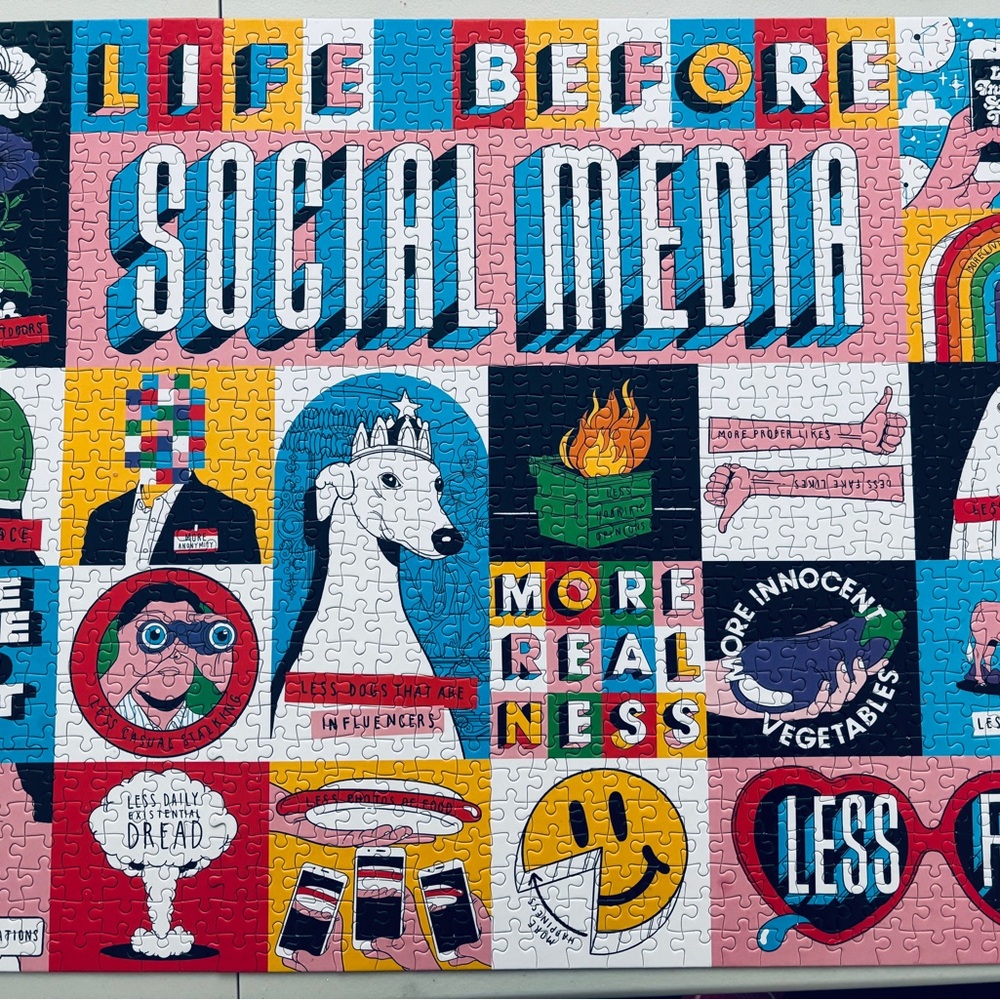 Life Before Social Media 1000 Piece Jigsaw Puzzle - 1 Piece Missing